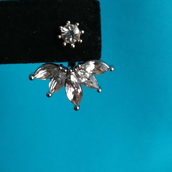 Rhinestone Front Back Adjustable Earrings New - Picture 3 of 5